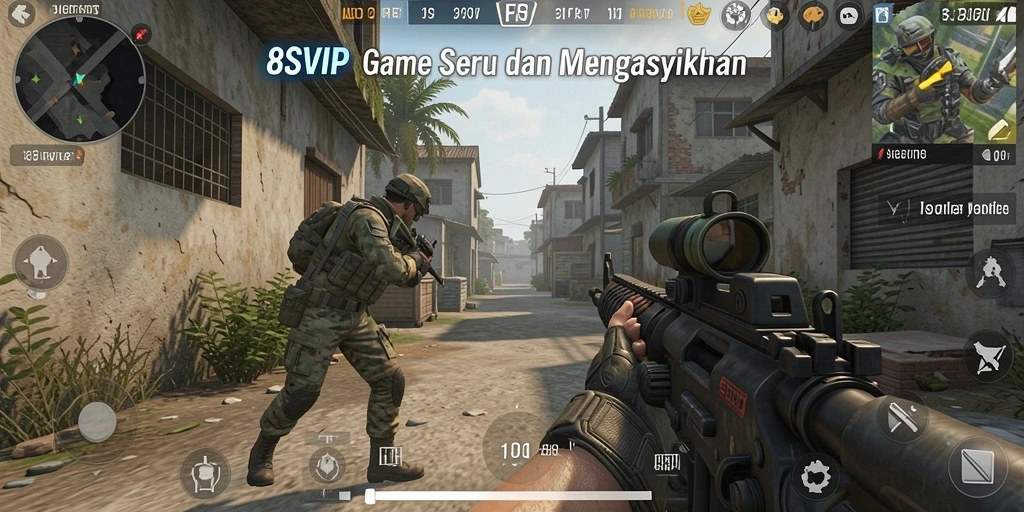 Screenshot gameplay <strong>8SVIP</strong> menunjukkan aksi menegangkan di medan perang.