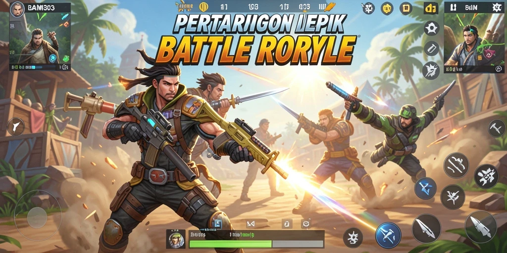 Tampilan gameplay epik dari BAIM303 dengan aksi Battle Royale.