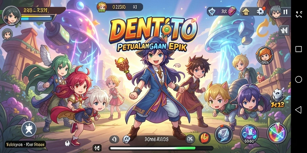 Tangkapan layar DENTOTO menampilkan aksi karakter Anime dalam pertempuran.