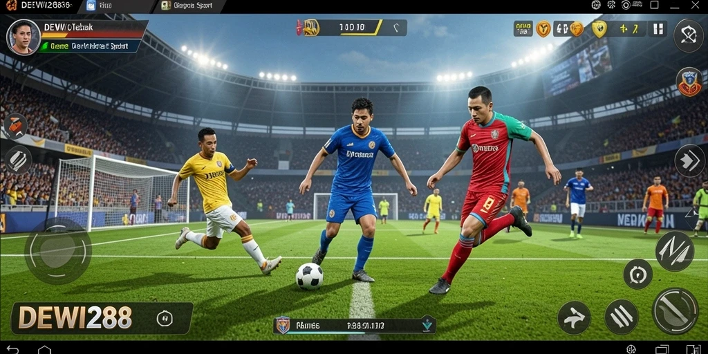 Tampilan utama gameplay DEWI288 dengan aksi olahraga yang menegangkan.