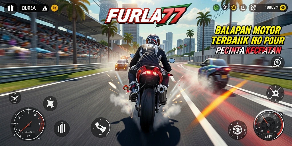 Tampilan permainan balapan motor yang mendebarkan dari FURLA77.