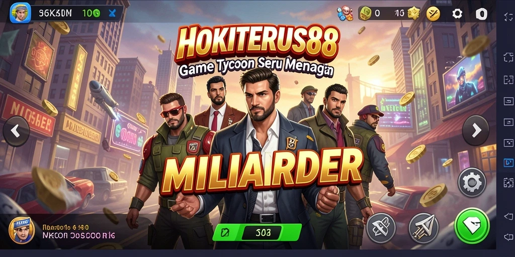 Tampilan gameplay seru HOKITERUS88 yang menampilkan pembangunan bisnis.