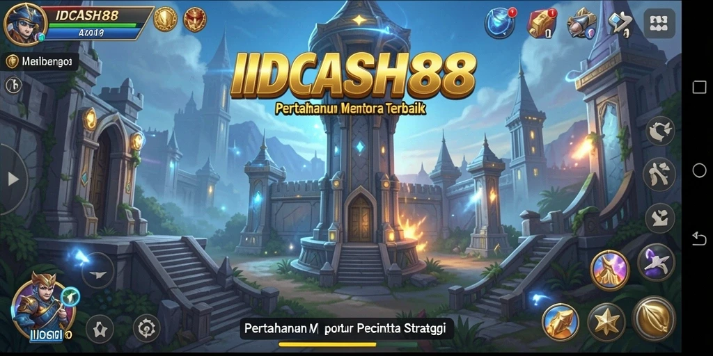 Tampilan gameplay IDCASH88 yang menegangkan dalam pertahanan menara.