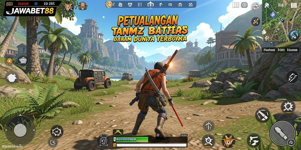 Screenshot menampilkan pemain menjelajahi dunia terbuka di JAWABET88.
