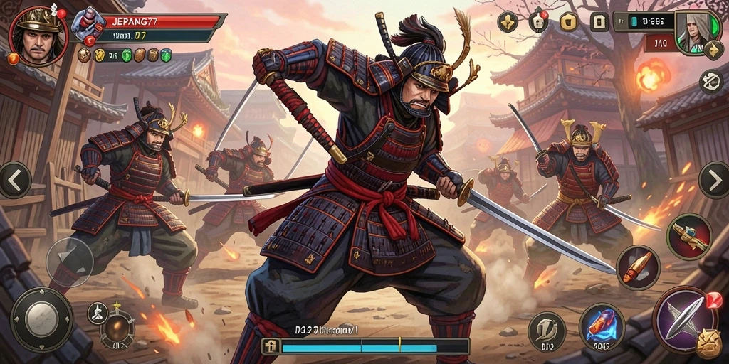 Gameplay seru dengan pertarungan Samurai yang epik.