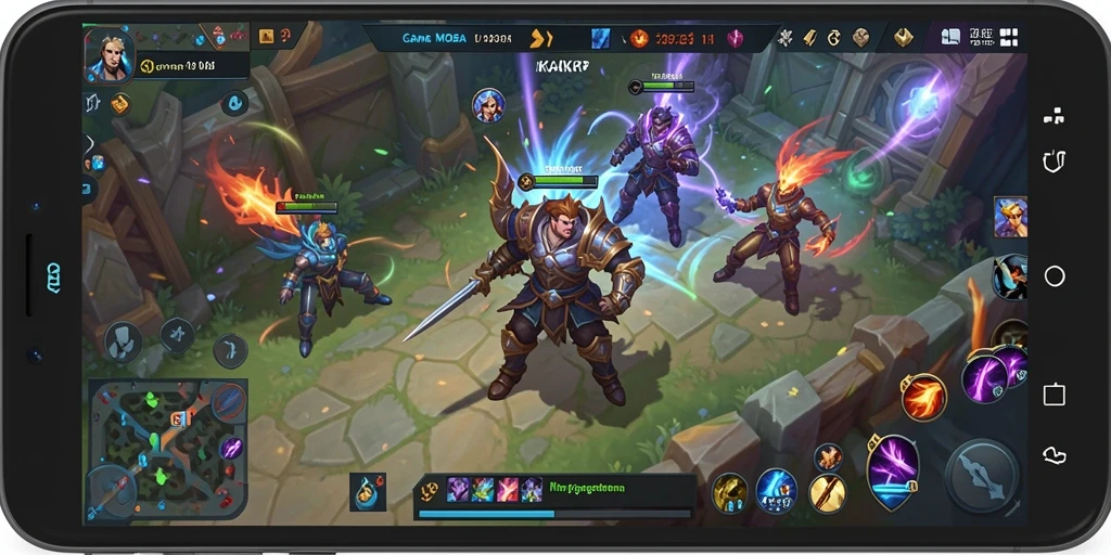 Screenshot dari gameplay seru KAKRP dengan aksi MOBA yang mendebarkan.