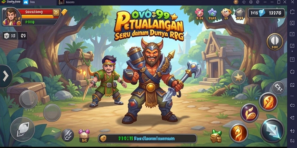 Screenshot OVO99 menampilkan aksi seru dalam pertempuran RPG.